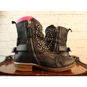 A.S.98 Black Silver Studded Boots EU Sz 39 US Sz 8/9